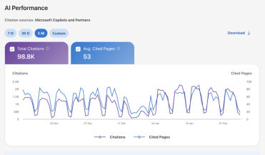 bing ai performance report screenshot met data